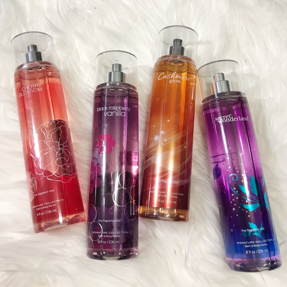Set of 4 Bath and Body Works Fragrance Mists