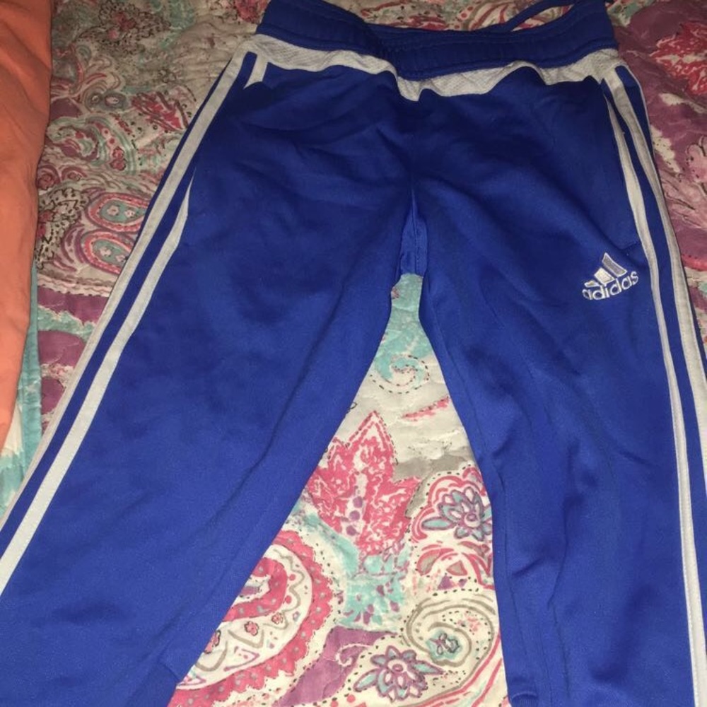 Blue Adidas soccer joggers (Kids size S)