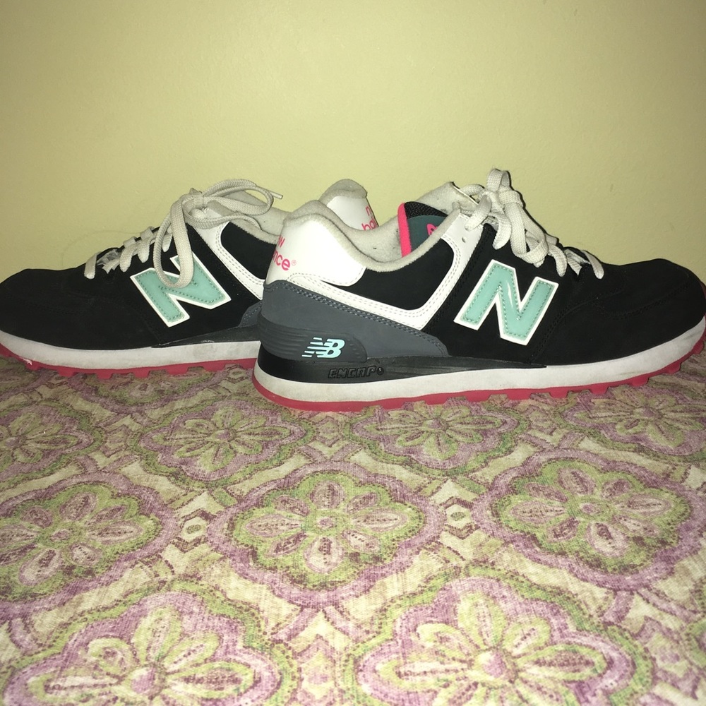 New Balance 574 sneakers.