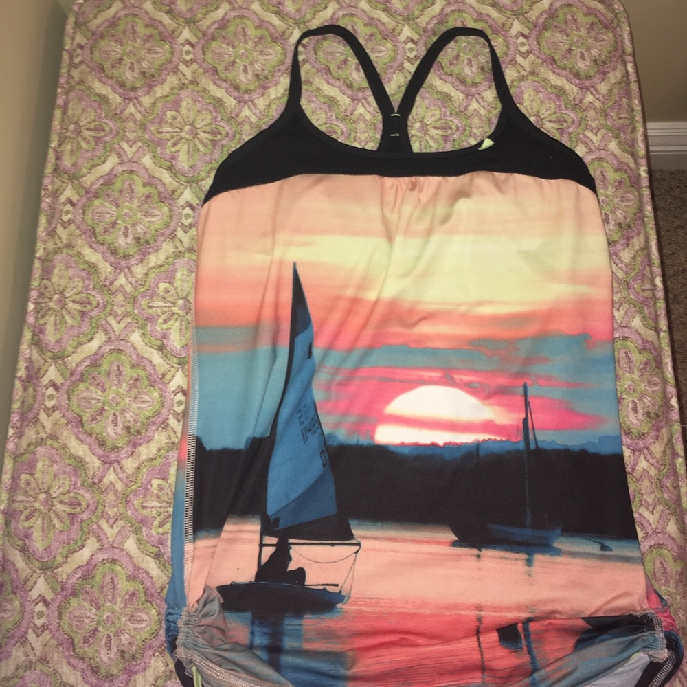 Sweaty Betty sunset workout tank.