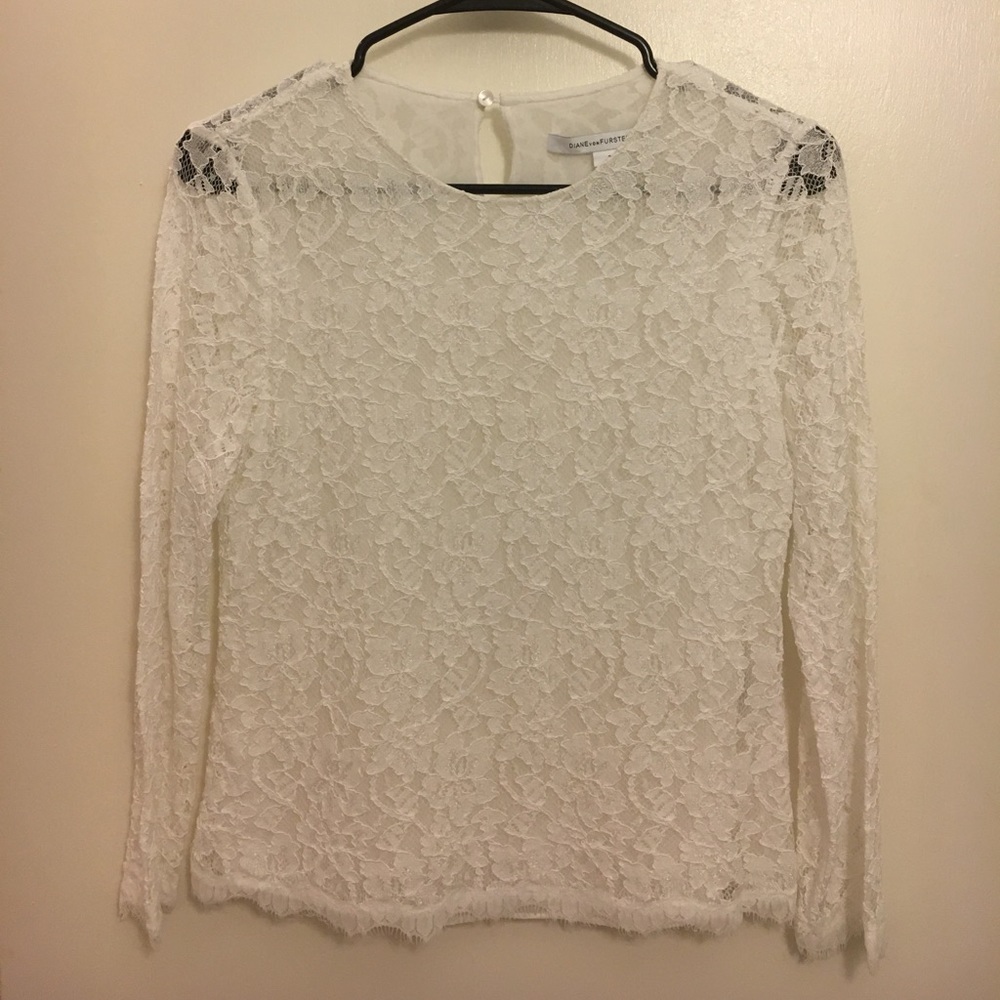 DVF Brielle White Lace Top