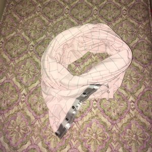 Lululemon Athletica pink striped Vinyasa Scarf.