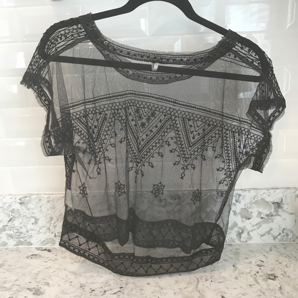 Free people See through embroiled crop top