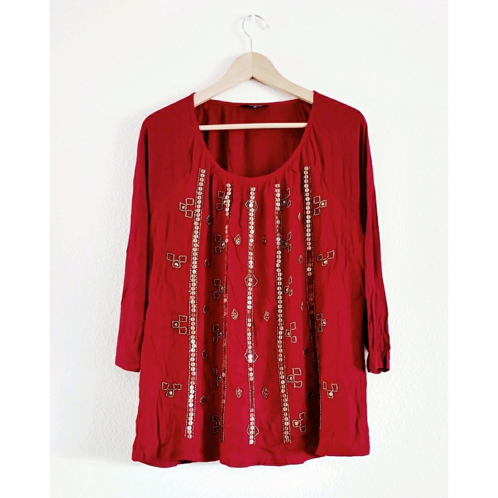 Lucky Brand Embellished Bead and Sequin Top
