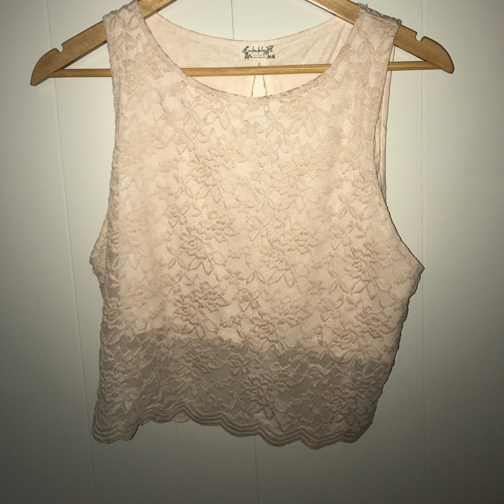 Blush lace free people top