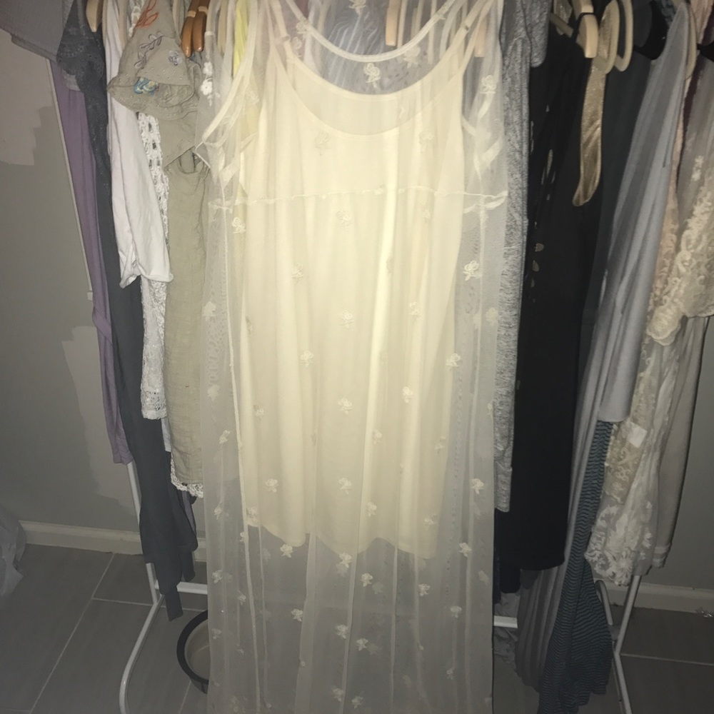 Cream maxi dress with built in slip