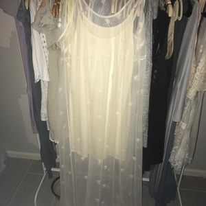 Cream maxi dress with built in slip