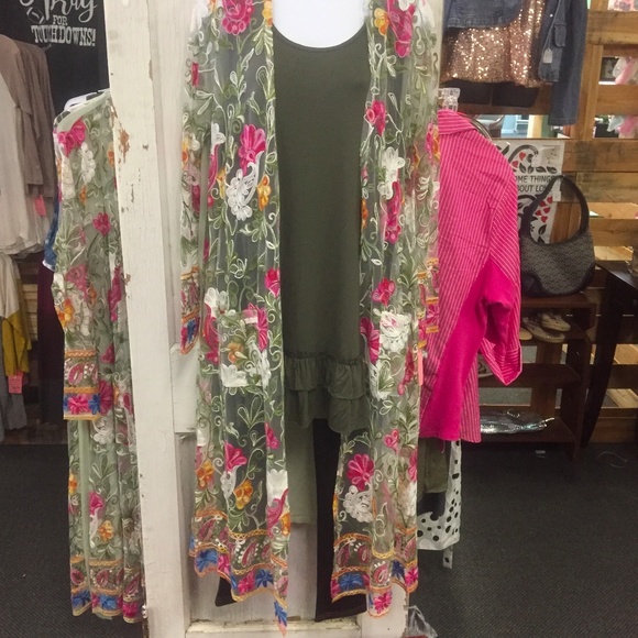 FLASH SALE!!!  FLORAL EMBROIDERED LONG CARDIGAN~ - Picture 3 of 4