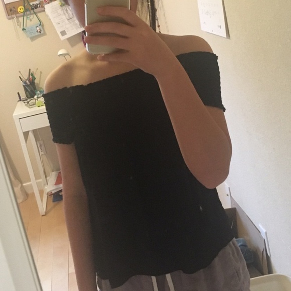 Brandy Melville Black Off Shoulder Top