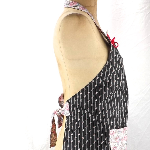 vintage apron cotton floral large pocket handmade - Picture 3 of 8