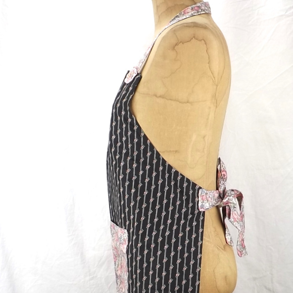 vintage apron cotton floral large pocket handmade - Picture 2 of 8