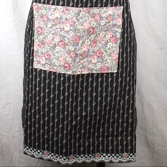 vintage apron cotton floral large pocket handmade - Picture 4 of 8