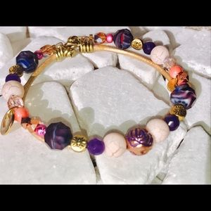 Multi Strand Pink and Purple Handmade Bracelet