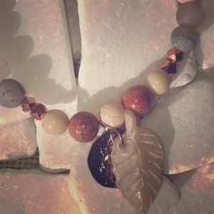 Handmade Rose Feather Charm Bracelet