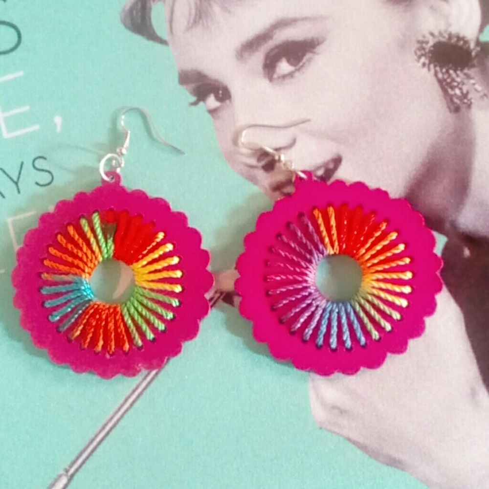 Wood handmade light earrings