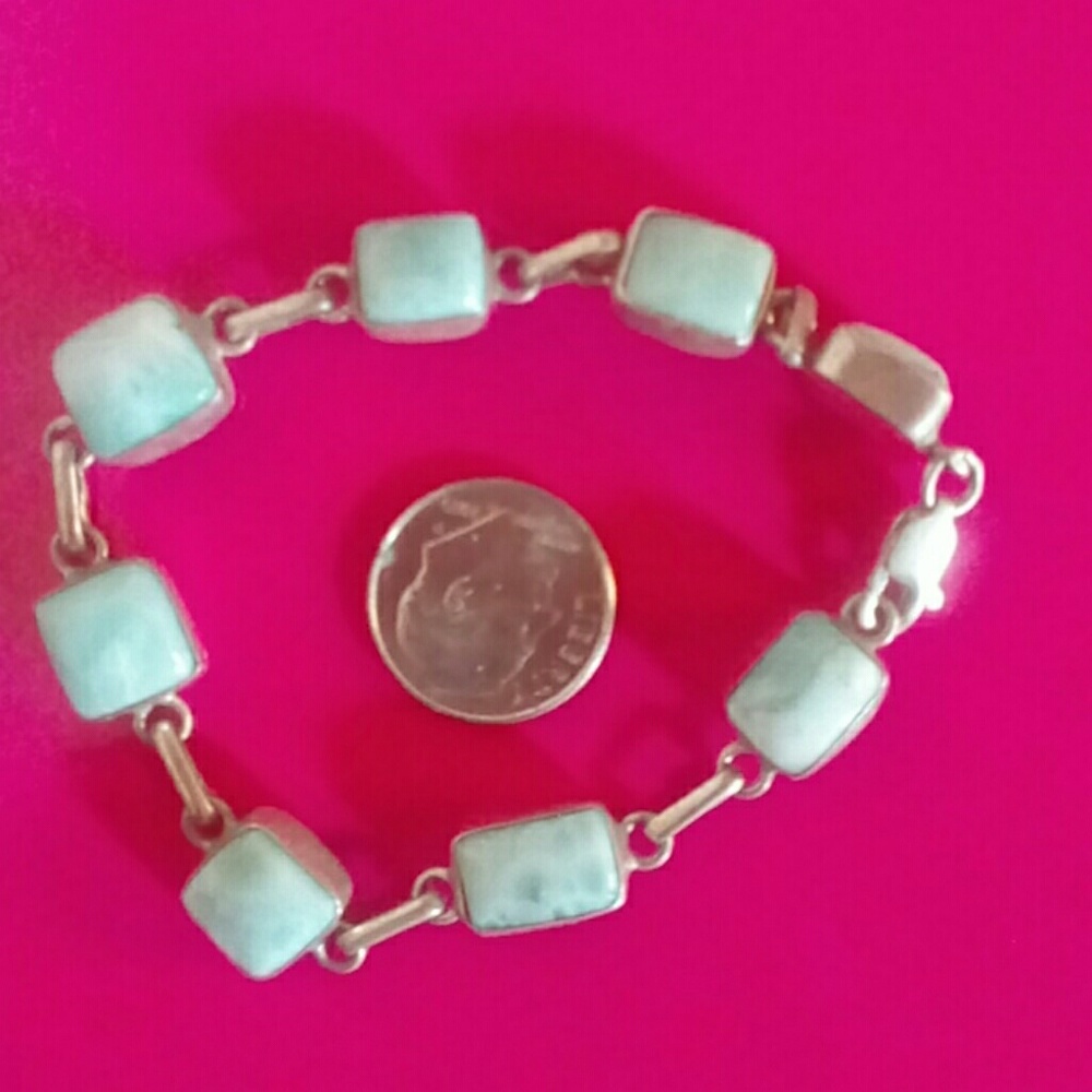 Silver marked larimar bracelet