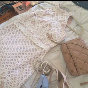 ASOS PETITE Body-Conscious Dress In Lace High Neck