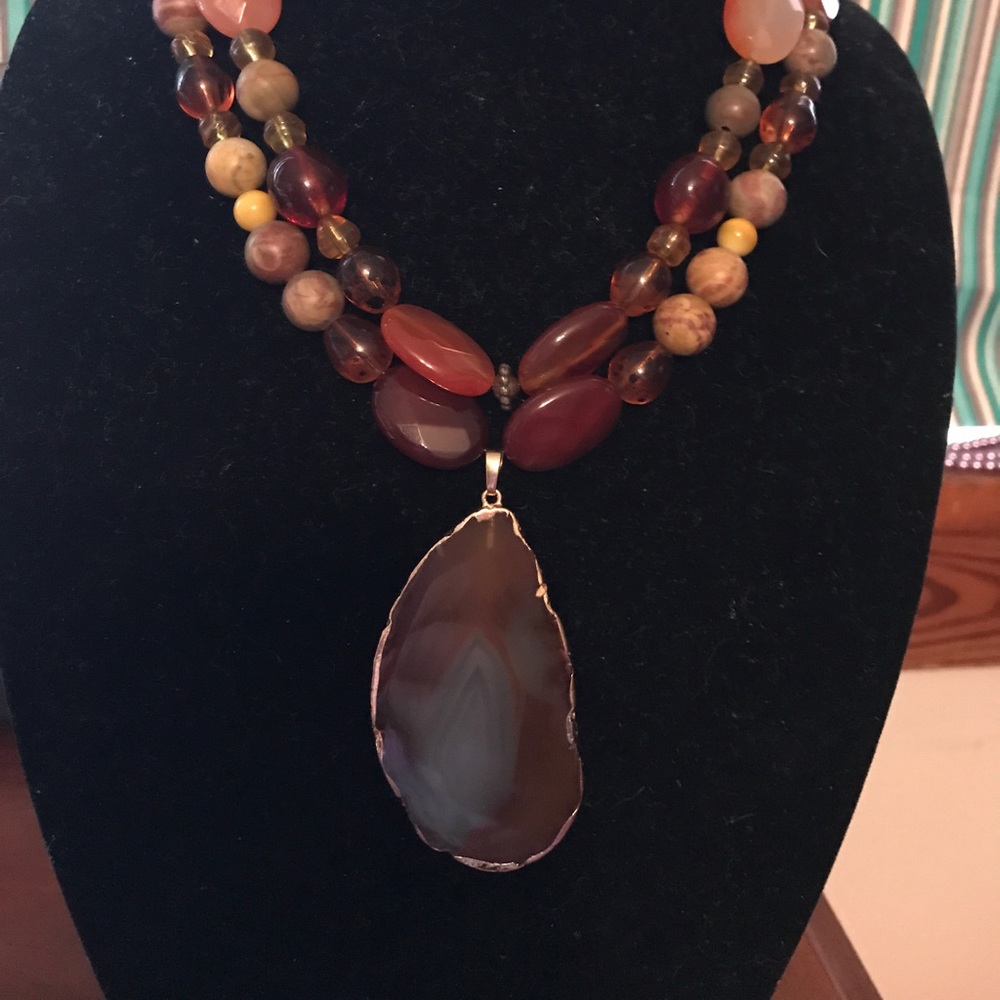 Jewelry Sliced Agate Statement