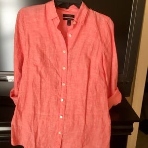 J Crew Perfect Shirt cross dyed Irish linen