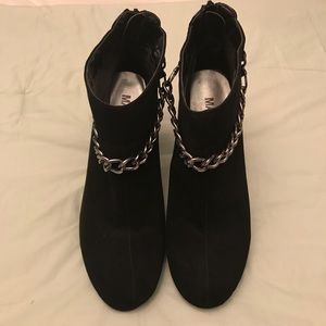 Black Ankle Boots w/ Chain Accents