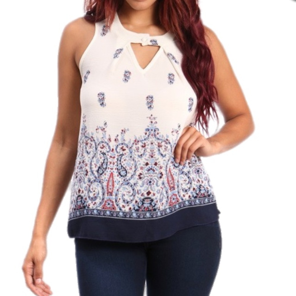 Navy Flowy Chiffon Top