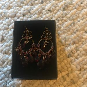Gold Ruby Dress Earrings