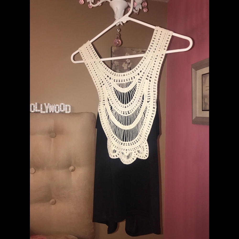 Lucky Clover Black and White Lace Tank Top