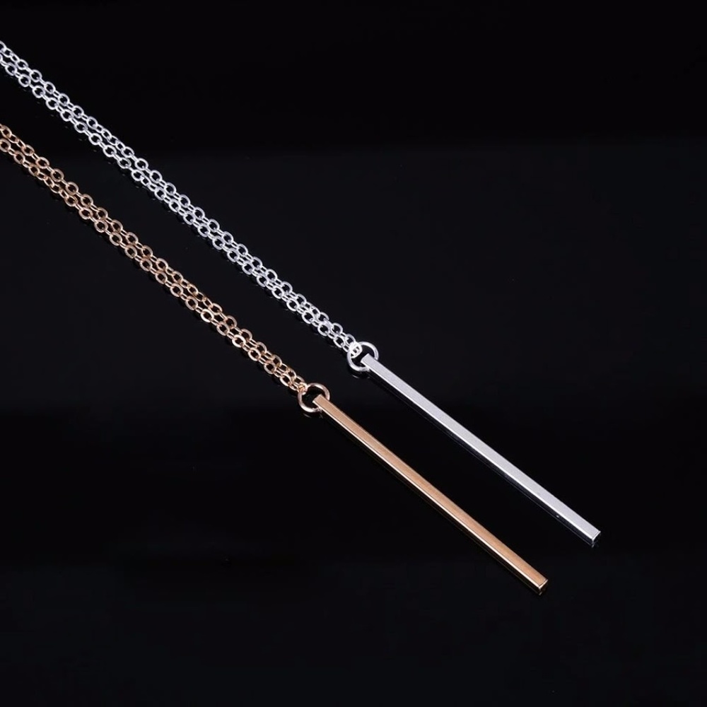 7/$35 Long Bar Pendant Statement Necklace - Picture 3 of 6