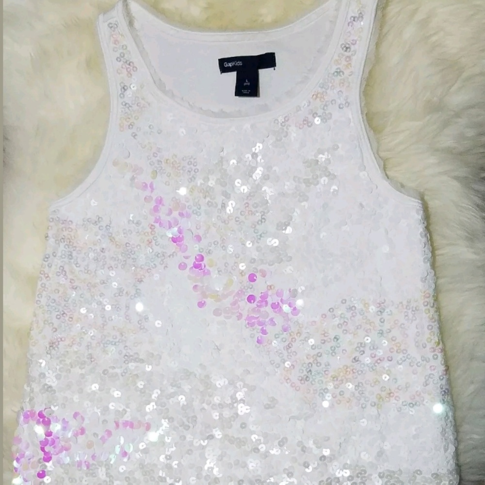 GAP KIDS GIRLS TANK OPALESCENT SEQUIN SZ 10