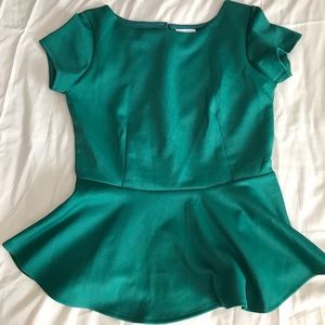 Bisou Bisou green peplum top