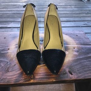 Levity black/camel pencil heels