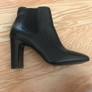 Black leather booties