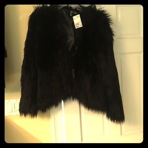 H&m black with a tint of burgundy fur jacket