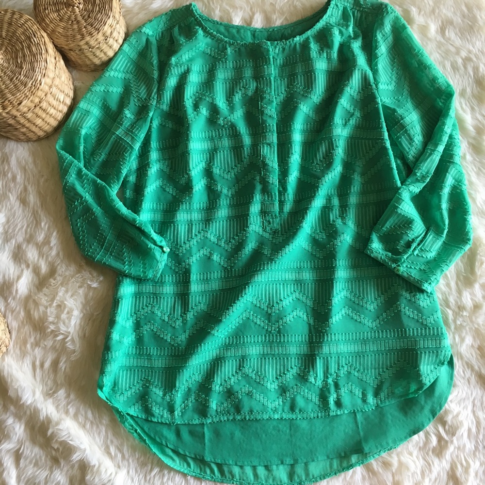 🌿Talbots Green Boho Textured Pattern Lined Top🌿