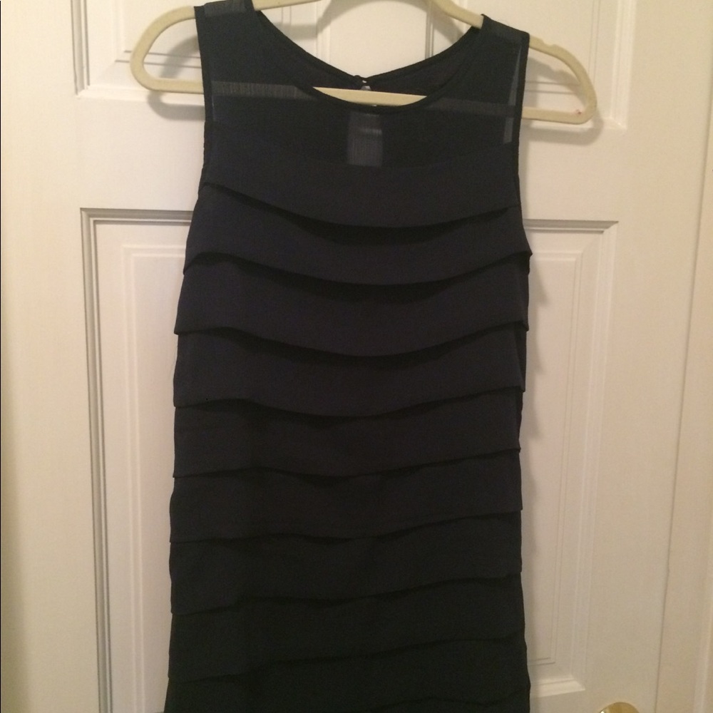 Cocktail ruffled navy blue dress