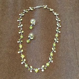 Sparkly green necklace and earrings