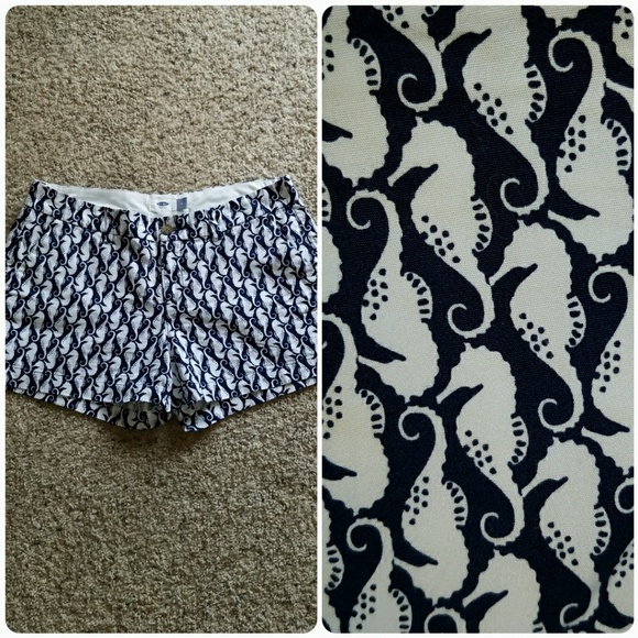 Old Navy Pants - Old Navy Cute Navy Shorts with White Seahorses