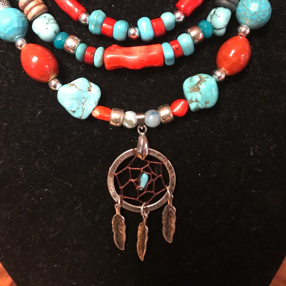 Jewelry Turquoise and Bamboo Coral Statement