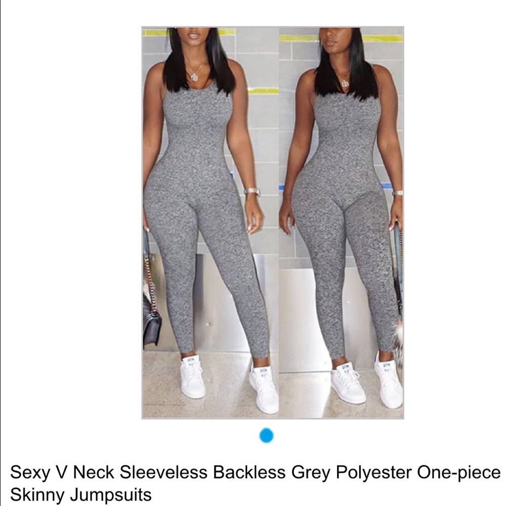 Gray jumpsuit with string back
