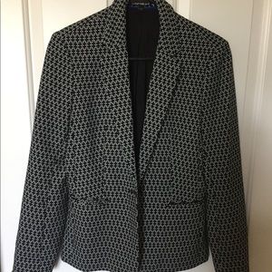 Express black & white blazer w/ cobalt blue liner