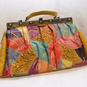 Faux Leather color block handbag