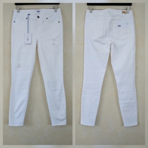 PAIGE Denim - Paige Verdugo Ankle White Skinny Destructed Jeans