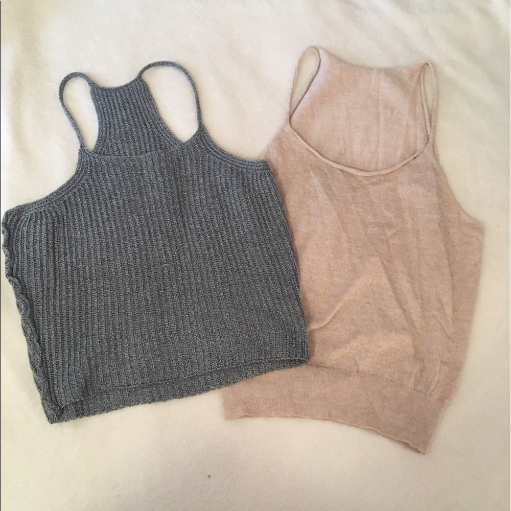 Gray and Apricot Crop Tops