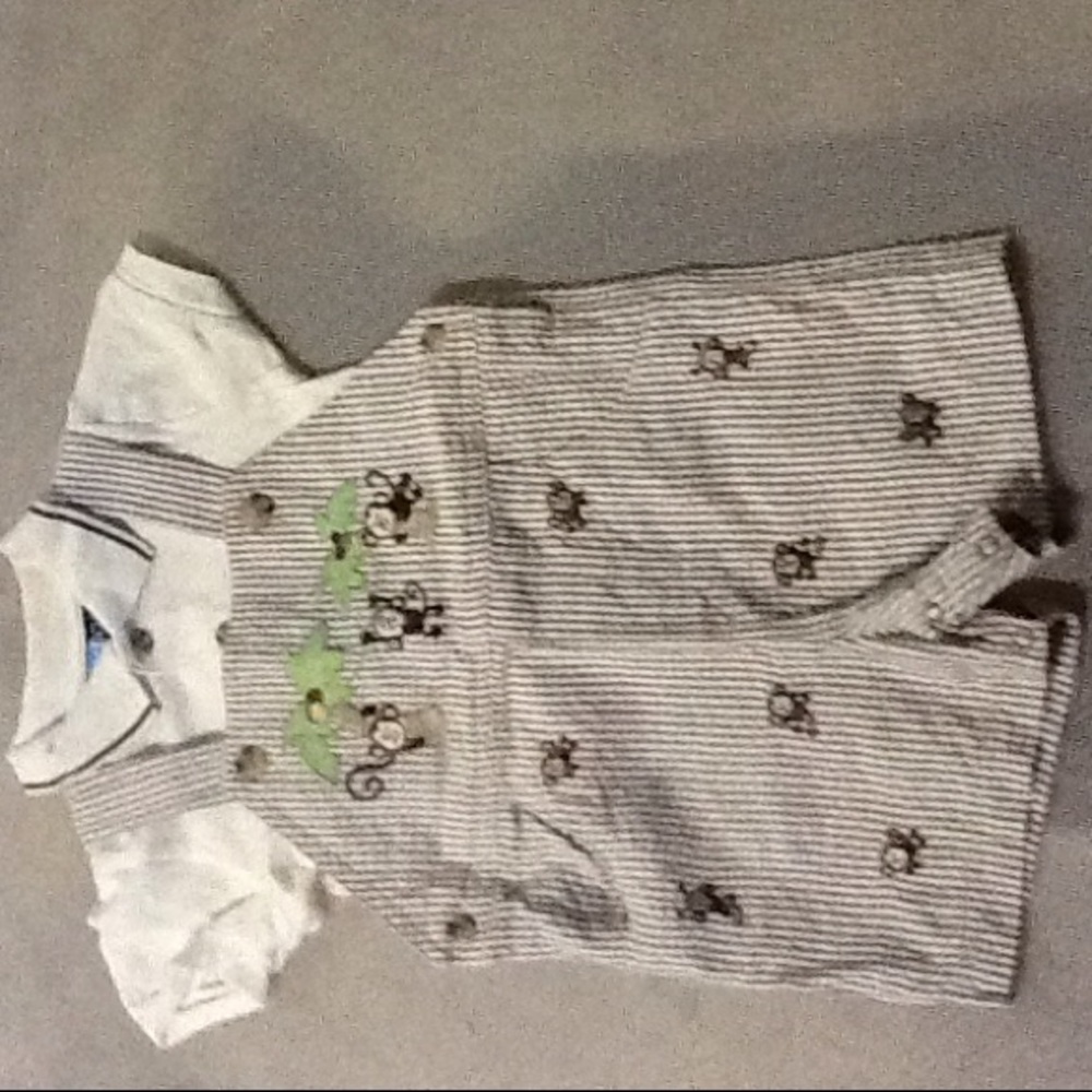 Boys' 2-Piece 12M Overall and Shirt Set, Excellent - Picture 2 of 4