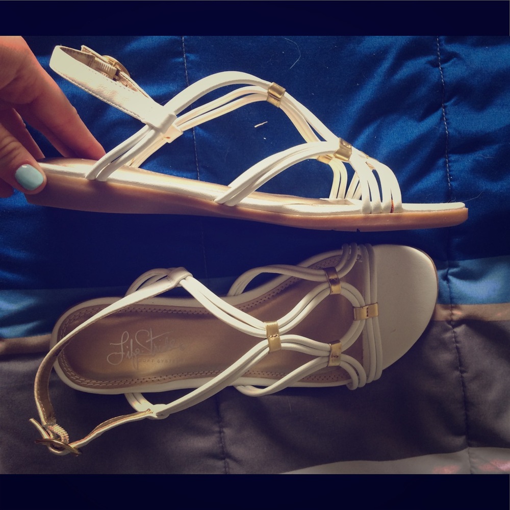 White and gold sandals Size