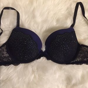 Black and Navy Crystal Victoria's Secret Bra