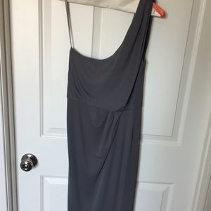BCBG MAXARIA Grey One Shouldered Gown
