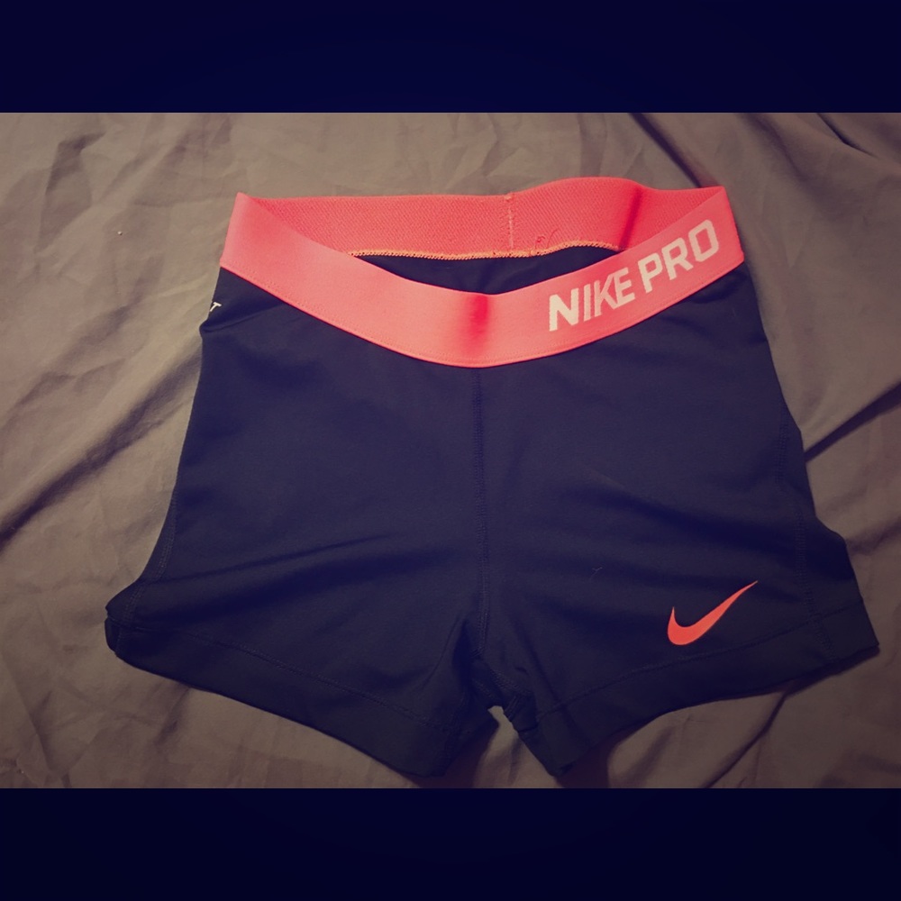Nike pro 3 inch shorts (black and coral)
