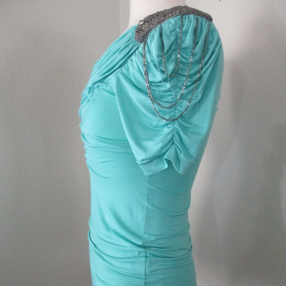 Flamingo Womens sz M Top One Shoulder Aqua