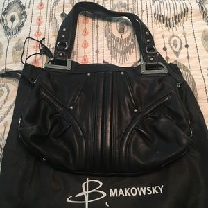 B Makowsky black leather hobo bag / purse